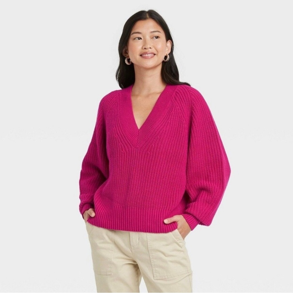 A New Day Sweater Women Medium Pink Long sleeve